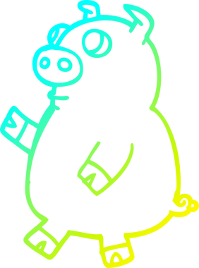 Bir insan tarafından çizilmiş komik bir domuzun soğuk çizgi çizimi