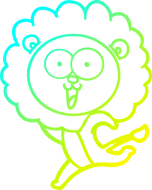 Bir insan tarafından çizilmiş mutlu çizgi film aslanı çizimi.