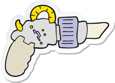 Bir insan tarafından çizilmiş bir ışın tabancasının çıkartması.