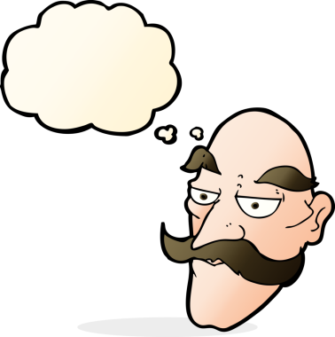 Bir insan tarafından çizilmiş düşünce baloncuğu olan yaşlı bir adam yüzü.