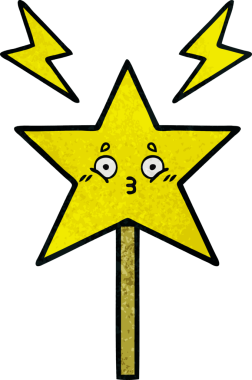 Bir insan tarafından çizilmiş sihirli bir değneğin retro grunge dokusu