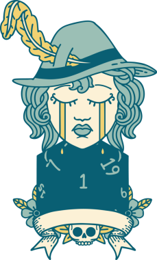 Retro Dövme Tarzı İnsan Ozan Karakteri Yüzü Bir İnsan Tarafından Çizildi