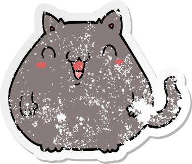 Bir insan tarafından çizilmiş karikatür bir kedinin sıkıntılı çıkartması.