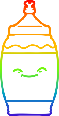 Gökkuşağı gradyan çizgi çizimi Bir insan tarafından çizilmiş mutlu su şişesi