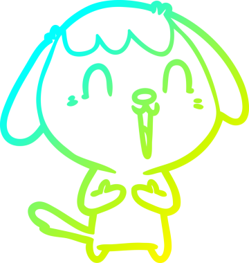 Bir insan tarafından çizilmiş şirin bir çizgi köpeğin soğuk gradyan çizgisi.