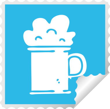 Kare soyma etiketi Bir insan tarafından çizilmiş garip çizgi film bira tankardı