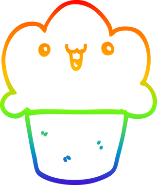 Gökkuşağı gradyan çizgi çizimi bir insan tarafından çizilmiş bir kek.