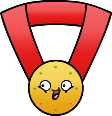 Bir insan tarafından çizilmiş altın madalyanın gölgelenmiş karikatürü.