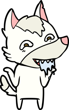 Bir insan tarafından çizilmiş aç kurt çizgi filmi.