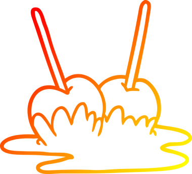 Bir insan tarafından çizilmiş elma şekerlemesinin sıcak gradyan çizgisi