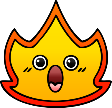 Bir insanın çizdiği ateşin gölgeli çizgi filmi.