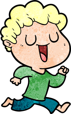 Bir insan tarafından çizilmiş gülen karikatür adam.