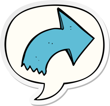 bir insan tarafından çizilmiş konuşma kabarcığı etiketli ok işaretli çizgi film