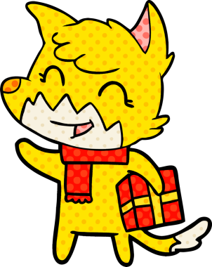 Bir insan tarafından çizilmiş tilki çizgi film karakteri.