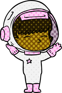 Bir insan tarafından çizilmiş meraklı astronot çizgi filmi.