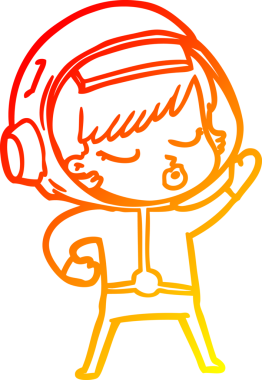 Bir insan tarafından çizilmiş güzel astronot bir kızın sıcak çizgi çizimi