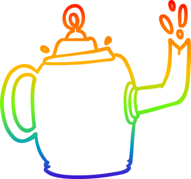 Bir insan tarafından çizilmiş eski metal bir su ısıtıcısının gökkuşağı gradyanı çizimi