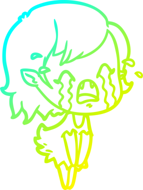 Bir insan tarafından çizilmiş ağlayan vampir kız çizgi filmi.