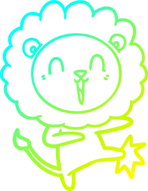 Bir insan tarafından çizilmiş gülen aslan karikatürü.