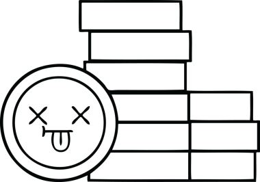 Bir insan tarafından çizilmiş bozuk paraların çizgi çizimi