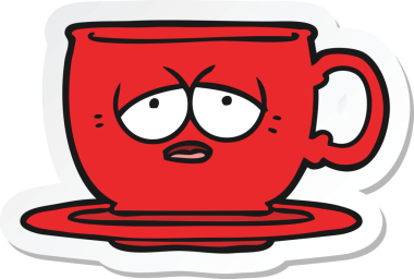 Bir insan tarafından çizilmiş yorgun bir çay fincanının çıkartması.