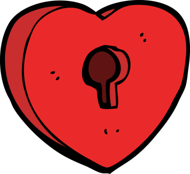 Bir insan tarafından çizilmiş anahtar deliği olan karikatür kalp.