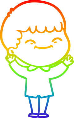 gökkuşağı gradyan çizgi çizimi bir insan tarafından çizilmiş mutlu bir çocuk