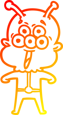 Bir insan tarafından çizilmiş mutlu çizgi film uzaylısının sıcak çizgi çizimi