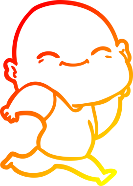 Bir insan tarafından çizilmiş, mutlu kel bir adamın çizgi çizimi.