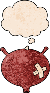 Düşünce baloncuklu karikatür mesanesi bir insan tarafından çizilmiş grunge doku tarzı.