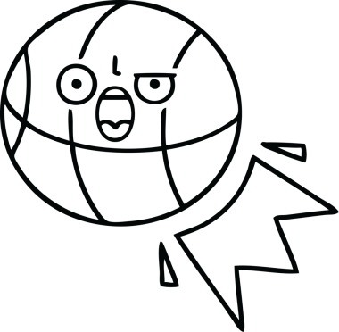 Bir insan tarafından çizilmiş bir basketbol topunun çizgi çizimi