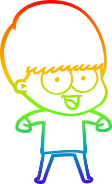 gökkuşağı gradyanı çizimi bir insan tarafından çizilmiş mutlu bir çizgi film çocuğu