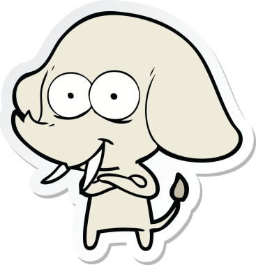 Bir insan tarafından çizilmiş mutlu bir filin çıkartması.