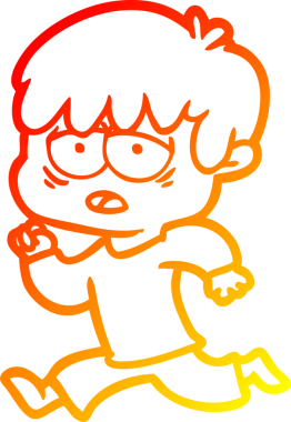 Bir insan tarafından çizilmiş, bitkin bir çocuğun sıcak çizgi çizimi.