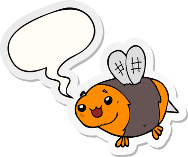 Bir insan tarafından çizilmiş konuşma balonu çıkartmalı komik çizgi film arısı.