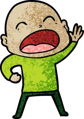 Bir insan tarafından çizilmiş kel adam diye bağıran çizgi film.