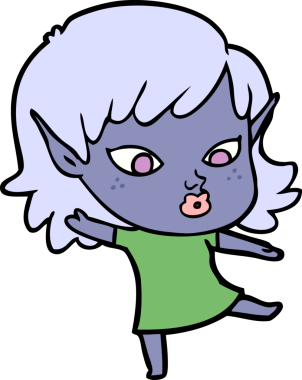 Bir insan tarafından çizilmiş güzel elf kızı.