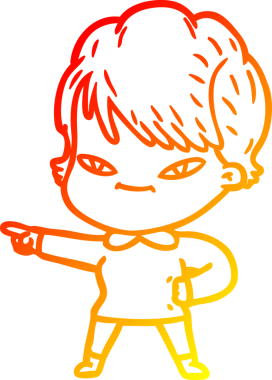 Bir insan tarafından çizilmiş mutlu bir kadının çizgi çizimi.