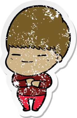 Bir insan tarafından çizilmiş kendini beğenmiş bir çizgi film karakterinin sıkıntılı çıkartması.