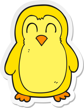 Bir insan tarafından çizilmiş çizgi film kuşunun çıkartması.