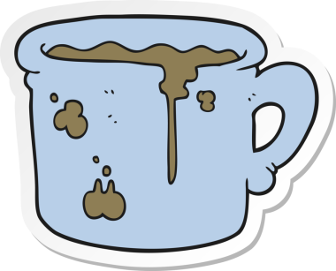 Bir insan tarafından çizilmiş eski bir kahve fincanının çıkartması.