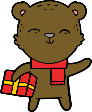 Bir insan tarafından çizilmiş mutlu çizgi film ayısı.