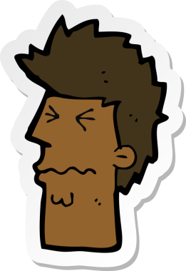 Bir insan tarafından çizilmiş bir karikatürün çıkartması.