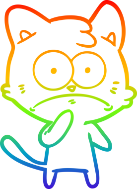 Gökkuşağı gradyan çizgi çizimi Bir insan tarafından çizilmiş gergin kedi