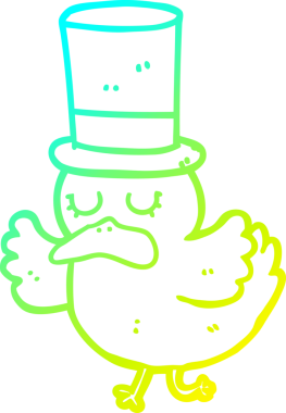 Bir insan tarafından çizilmiş silindir şapkalı bir ördek çizimi.