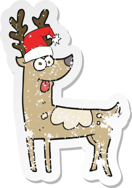 Bir insan tarafından çizilmiş deli ren geyiği çizgi filminin gerilimli yapıştırması.