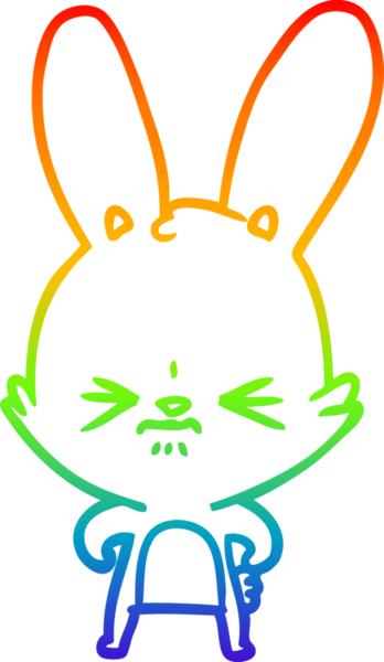 Gökkuşağı gradyan çizgisi. Bir insan tarafından çizilmiş şirin bir tavşan çizimi.