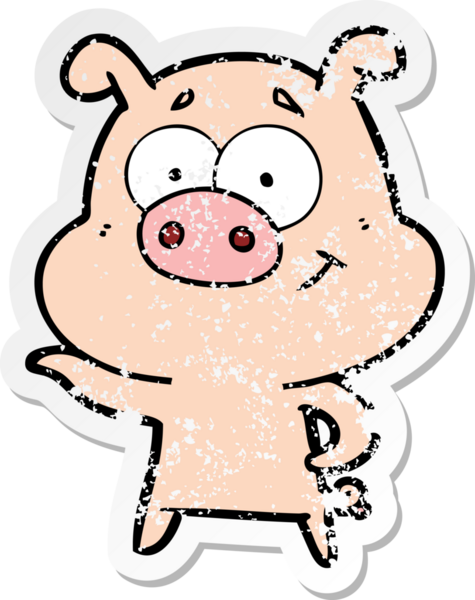 Bir insan tarafından çizilmiş bir domuzun sıkıntılı çıkartması.