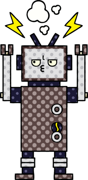 bir insan tarafından çizilmiş bir robotun çizgi roman tarzı