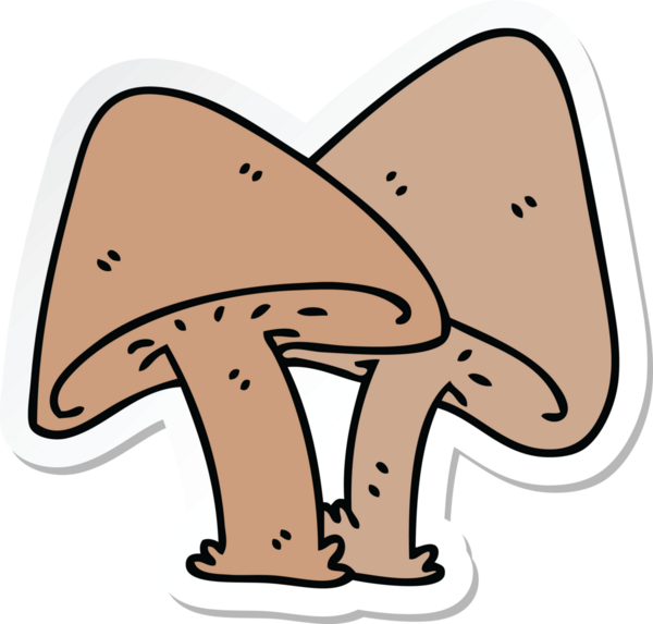 Bir insan tarafından çizilmiş tuhaf bir el mantarı çıkartması.